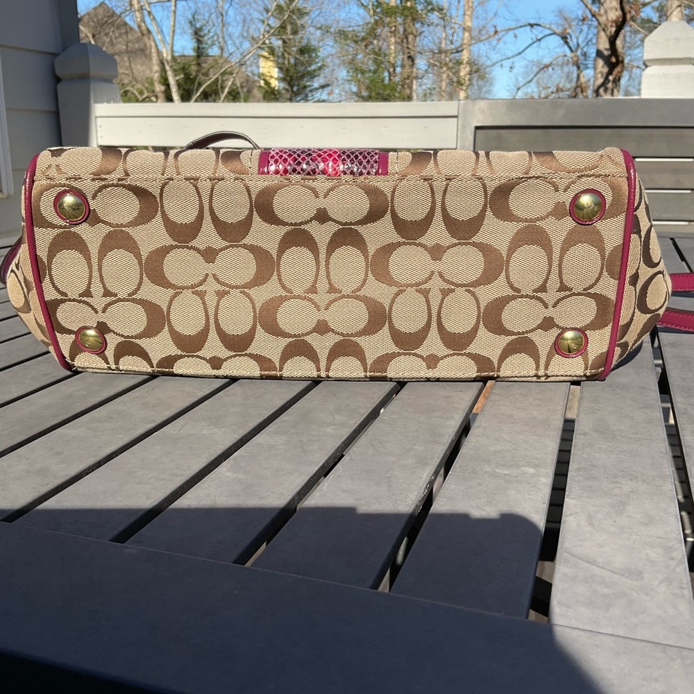 Coach Signature Stripe Python Snake Zip Satchel o… - image 12